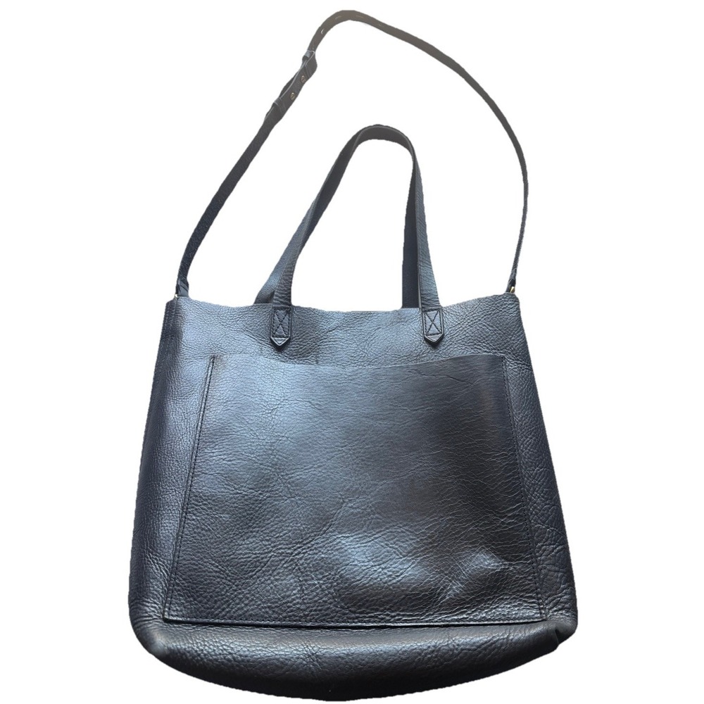 Madewell Black Leather Tote Bag with Shoulder Strap